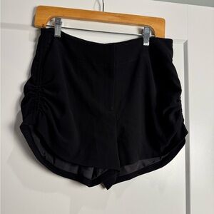 Ramy brook designer Black Women's Shorts gathered high waisted